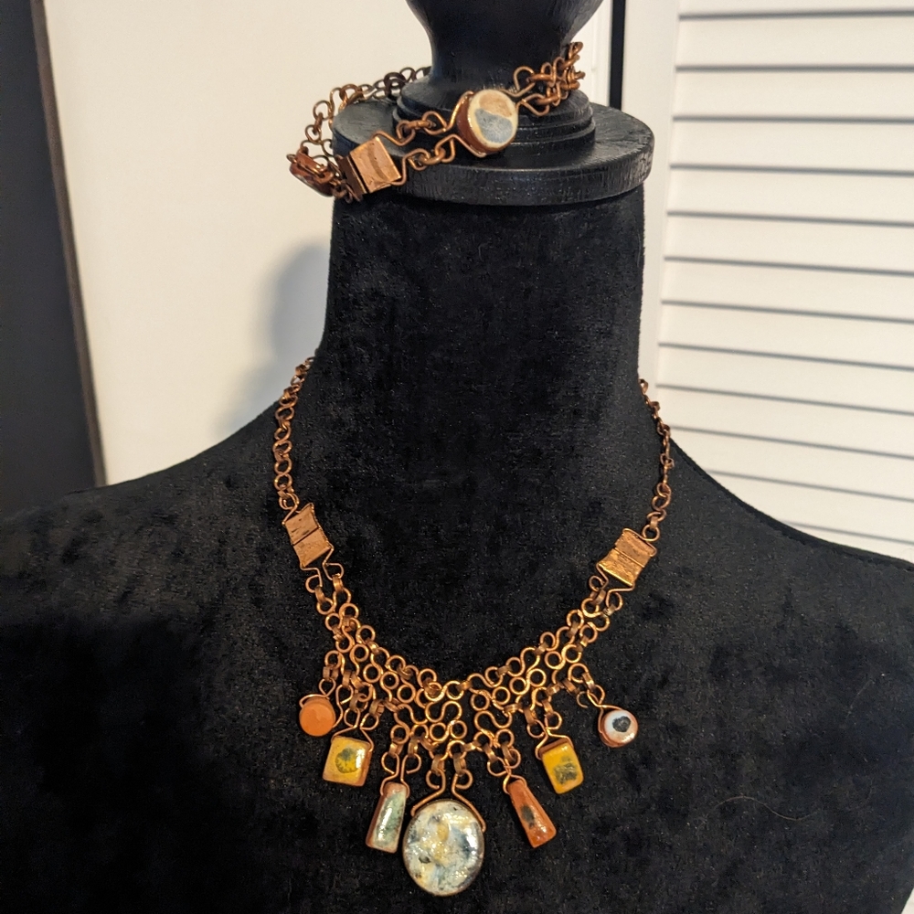 Hand Made Copper Necklace and Bracelet